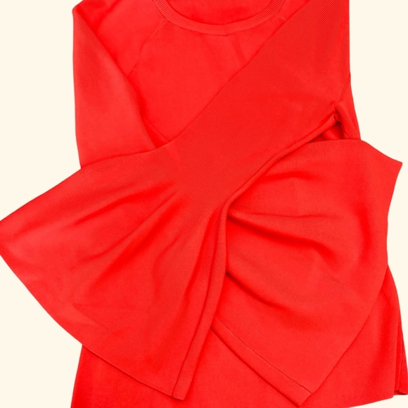 Jonathan Simkhai Red Long Sleeve Rib Knit Crew Neck Top Wide Flare Cuffs Sz M - Picture 8 of 8